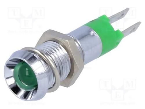 Luz indicadora: LED, côncavo, verde, 24÷28VDC, 8,.