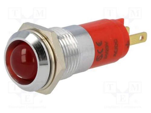 Luz indicadora: LED, côncavo, vermelho, 24÷28VDC,.
