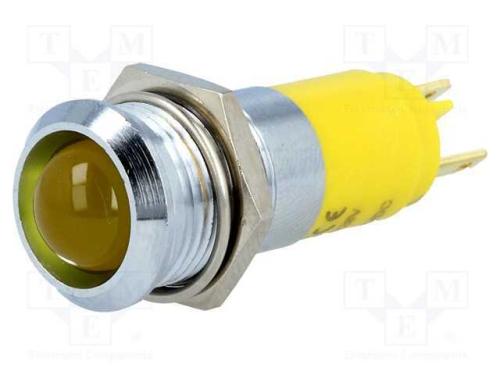 Luz indicadora: LED, côncavo, amarela, 24÷28VDC, .