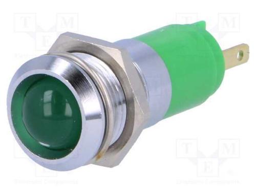 Luz indicadora: LED, côncavo, verde, 24÷28VDC, 14.