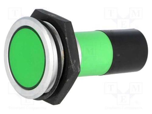 Luz indicadora: LED, plana, verde, 230VAC, 30,2mm.