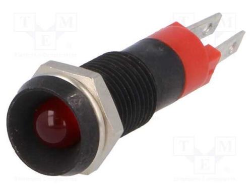 Luz indicadora: LED, côncavo, vermelho, 24÷28VDC,.