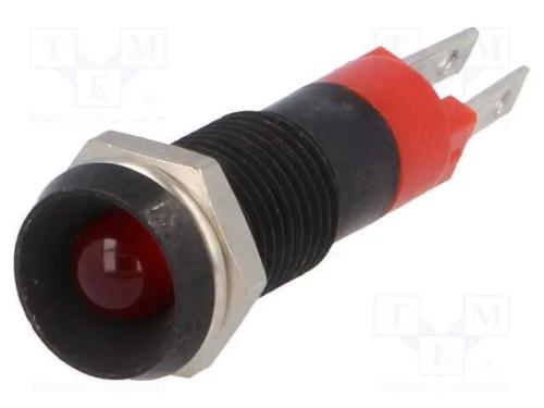 Luz indicadora: LED, côncavo, vermelho, 24÷28VDC,.