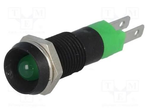 Luz indicadora: LED, côncavo, verde, 24÷28VDC, 8,.