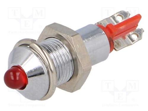 Luz indicadora: LED, convexa, vermelho, 12÷14VDC,.