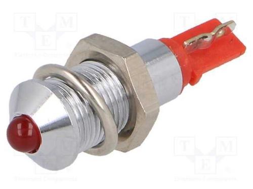 Luz indicadora: LED, convexa, vermelho, 24÷28VDC,.
