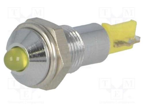 Luz indicadora: LED, convexa, amarela, 24÷28VDC, .