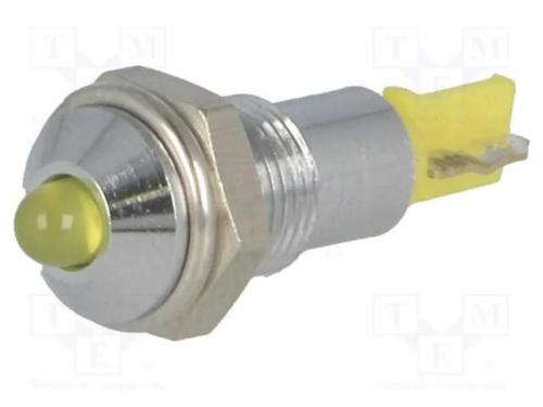 Luz indicadora: LED, convexa, amarela, 24÷28VDC, .