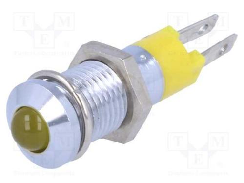 Luz indicadora: LED, convexa, amarela, 12÷14VDC, .