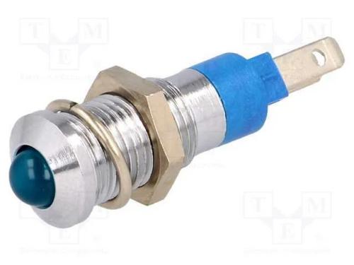 Luz indicadora: LED, convexa, azul, 24÷28VDC, 8,2.