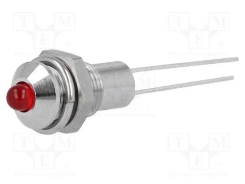 Luz indicadora: LED, convexa, vermelho, 6,2mm, IP.