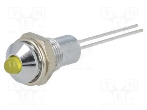 Luz indicadora: LED, convexa, amarela, 6,2mm, IP4.