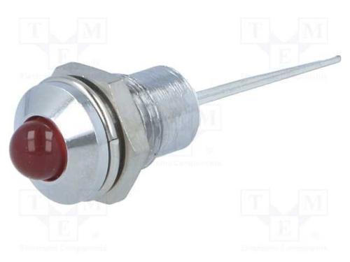 Luz indicadora: LED, convexa, vermelho, 8,2mm, IP.