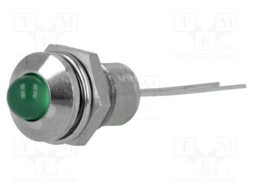 Luz indicadora: LED, convexa, verde, 8,2mm, IP40,.