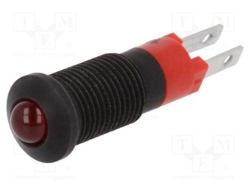 Luz indicadora: LED, convexa, vermelho, 12÷14VDC,.