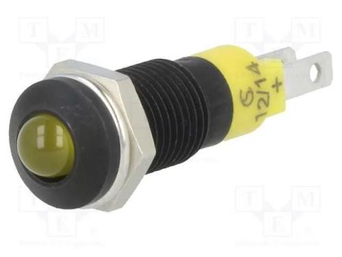 Luz indicadora: LED, convexa, amarela, 12÷14VDC, .