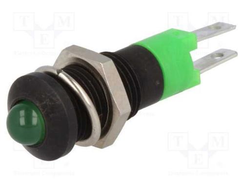 Luz indicadora: LED, convexa, verde, 12÷14VDC, 8,.