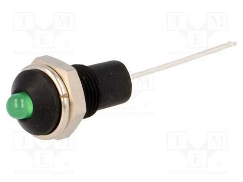 Luz indicadora: LED, convexa, verde, 6,2mm, para .