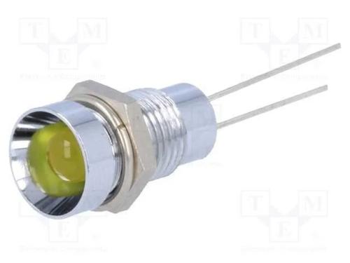Luz indicadora: LED, côncavo, amarela, 8,2mm, IP4.