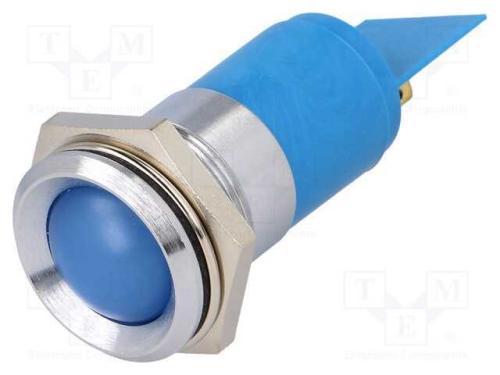 Luz indicadora: LED, côncavo, azul, 24÷28VDC, 24÷.