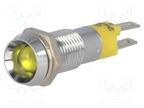 Luz indicadora: LED, côncavo, amarela, 24÷28VDC, .