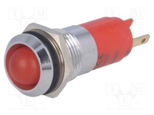 Luz indicadora: LED, côncavo, vermelho, 12÷14VDC,.