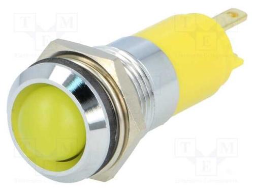 Luz indicadora: LED, côncavo, amarela, 12÷14VDC, .