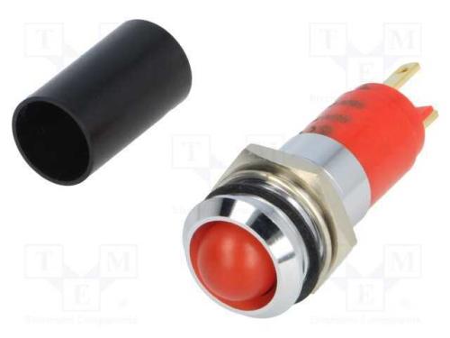Luz indicadora: LED, côncavo, vermelho, 230VAC, 1.