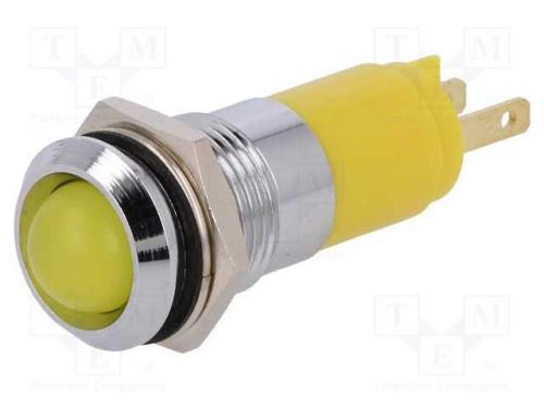 Luz indicadora: LED, côncavo, amarela, 24÷28VDC, .
