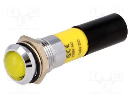 Luz indicadora: LED, côncavo, amarela, 230VAC, 14.