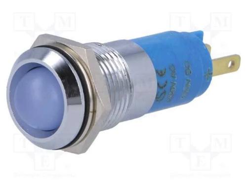 Luz indicadora: LED, côncavo, azul, 230VAC, 14,2m.