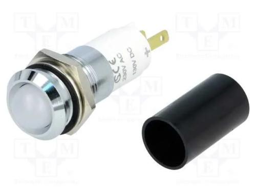 Luz indicadora: LED, côncavo, branco, 230VAC, 14,.
