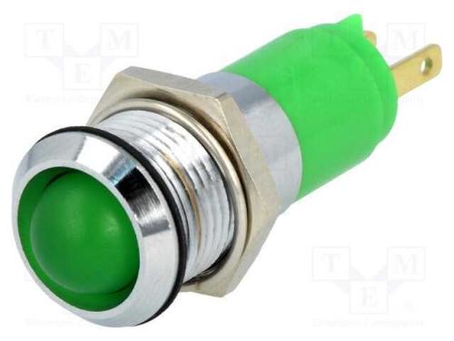 Luz indicadora: LED, côncavo, verde, 24÷28VDC, 24.