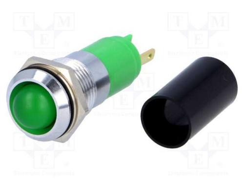 Luz indicadora: LED, côncavo, verde, 230VAC, 14,2.