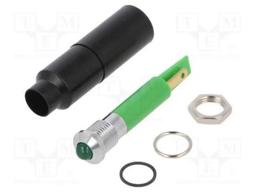Luz indicadora: LED, convexa, verde, 230VAC, 8,2m.