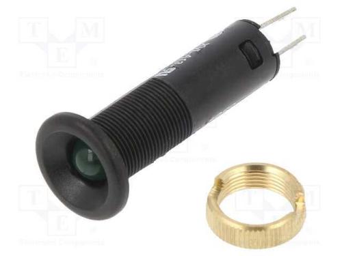 Luz indicadora: LED, plana, verde, 24VDC, 8mm, IP.
