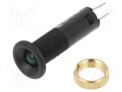 Luz indicadora: LED, plana, verde, 24VDC, 8mm, IP.