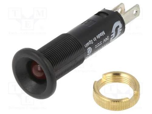 Luz indicadora: LED, plana, vermelho, 24VDC, 8mm,.