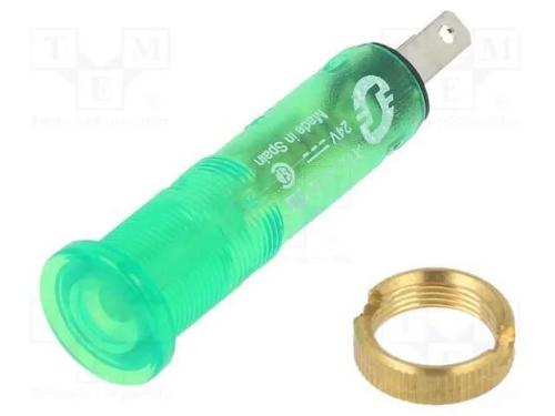 Luz indicadora: LED, plana, verde, 24VDC, 8mm, IP.