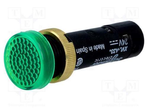 Luz indicadora: LED, plana, verde, 24VDC, 12mm, I.