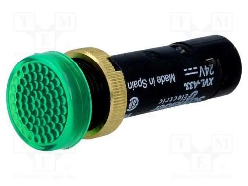 Luz indicadora: LED, plana, verde, 24VDC, 12mm, I.