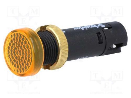 Luz indicadora: LED, plana, amarela, 24VDC, 12mm,.