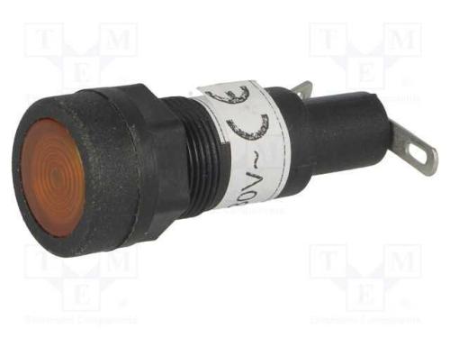 Luz indicadora: com lâmpada de néon, laranja, 230.
