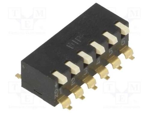 Interruptor: DIP-SWITCH, Quantidade de secções: 6.