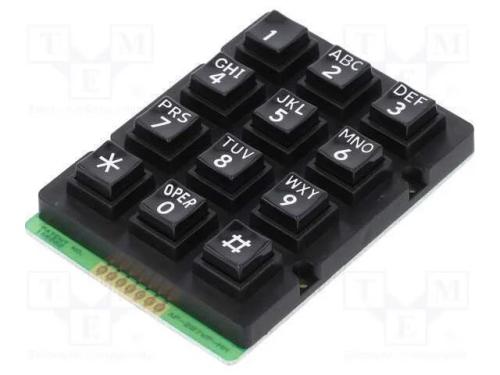 Teclado: plástico, Quant.de bot: 12, não disp, pl.