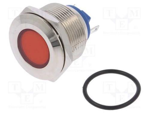 Luz indicadora: LED, plana, vermelho, 12VDC, 12VA.