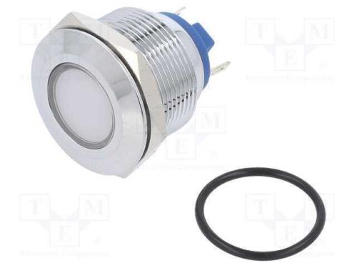 Luz indicadora: LED, plana, branco, 12VDC, 12VAC,.