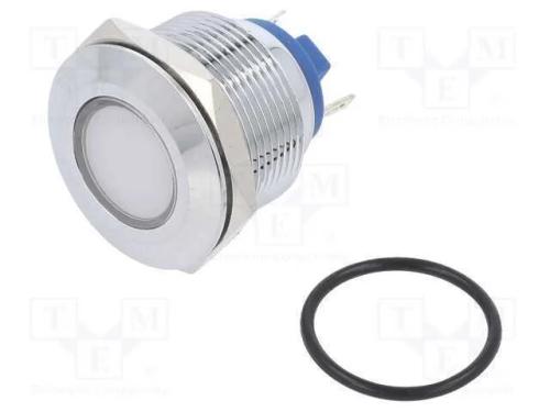 Luz indicadora: LED, plana, branco, 12VDC, 12VAC,.