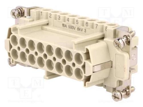 Conector: HDC, fêmea, CNE, PIN: 16, 16+PE, tamanh.