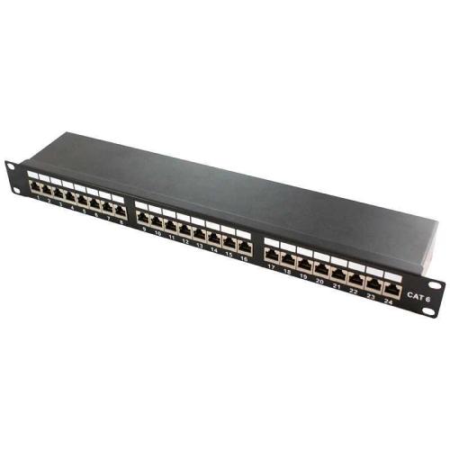Logilink 19" Cat.6a Patchpanel, 24-Port, Stp,Einbau,Schwarz